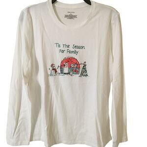 NWT Sleep Sense Small 100% Cotton "Tis The Season For Family" Camper Christmas